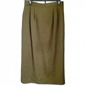 Valerie Stevens Vintage Khaki Green Wool Skirt Size 12